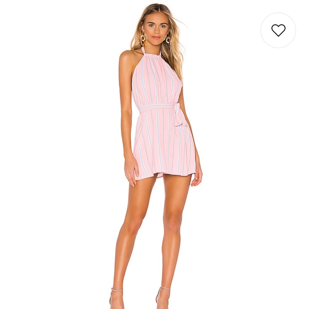 Revolve Lillian Halter Mini Dress in Pink Stripe